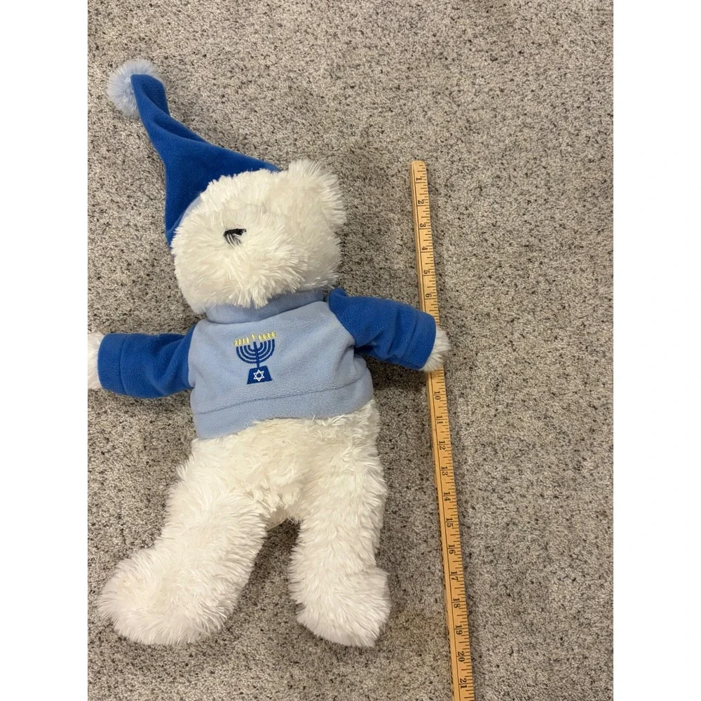 Kohls Cares Hanukkah Teddy Bear White Plush Blue Menorah Sweater Hat 20 inch